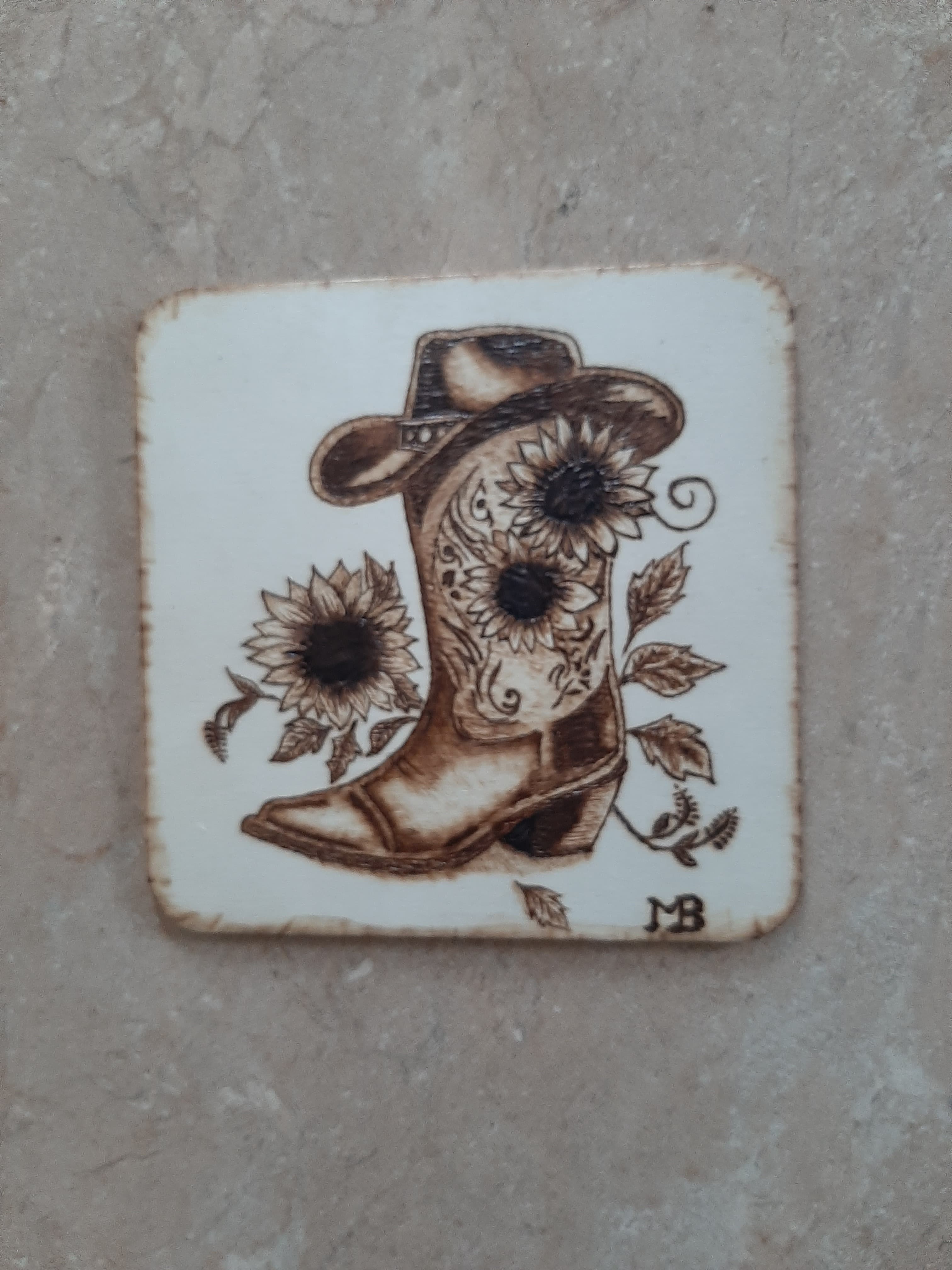 Sous verre Botte-Chapeau-Fleurs